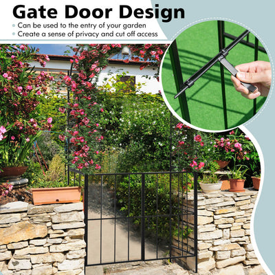 Garden Arch Arbor Trellis with Gate Patio Plant Stand Archway