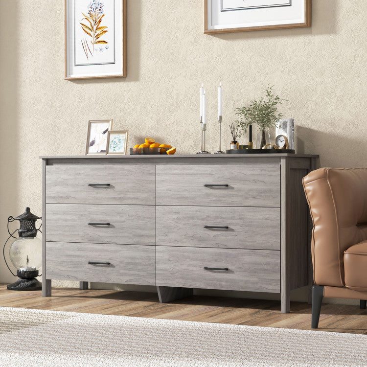 6-Drawer Wide Dresser Chest with Center Support and Anti-tip Kit