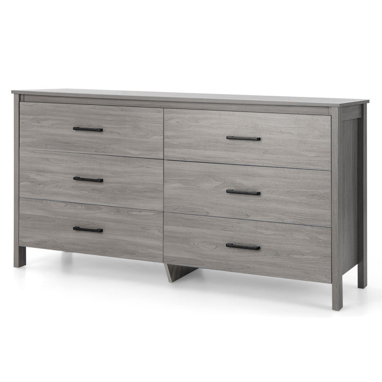 6-Drawer Wide Dresser Chest with Center Support and Anti-tip Kit