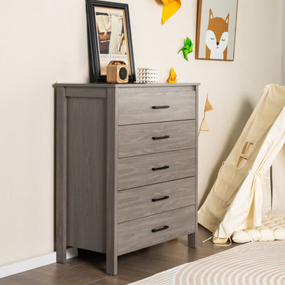 Modern 5-Drawer Multipurpose Chest Dresser with Metal Handles