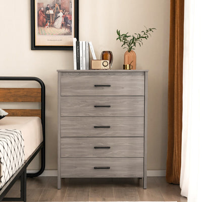 Modern 5-Drawer Multipurpose Chest Dresser with Metal Handles