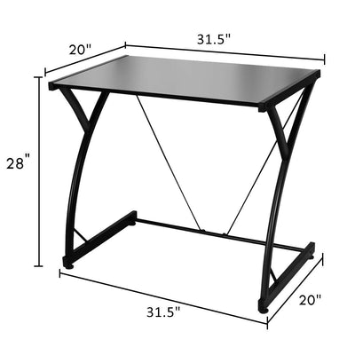 Glass Top Computer Desk Writing Study Workstation