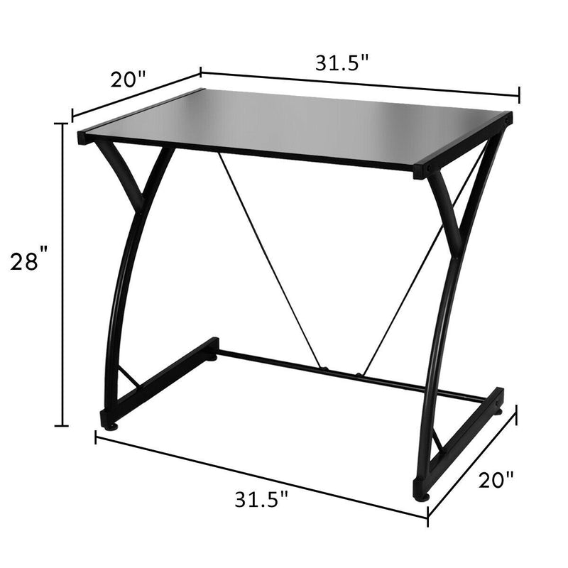 Glass Top Computer Desk Writing Study Workstation