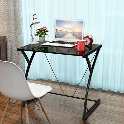 Glass Top Computer Desk Writing Study Workstation