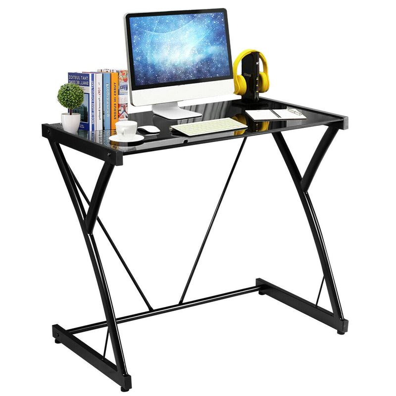 Glass Top Computer Desk Writing Study Workstation