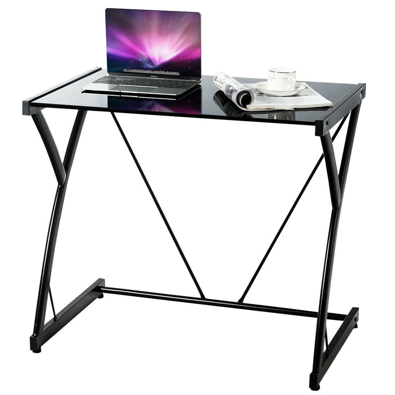 Glass Top Computer Desk Writing Study Workstation