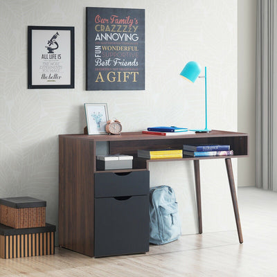 Computer Desk with Drawer Cabinet and Wood Legs