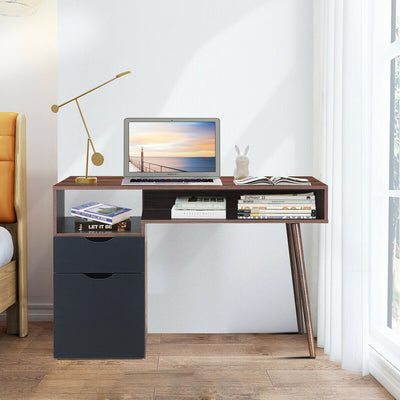 Computer Desk with Drawer Cabinet and Wood Legs