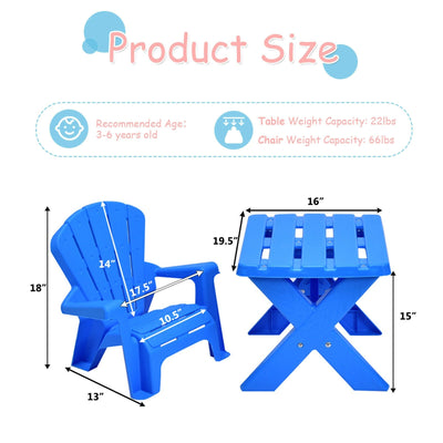 3-Piece Plastic Children Table Chair Set