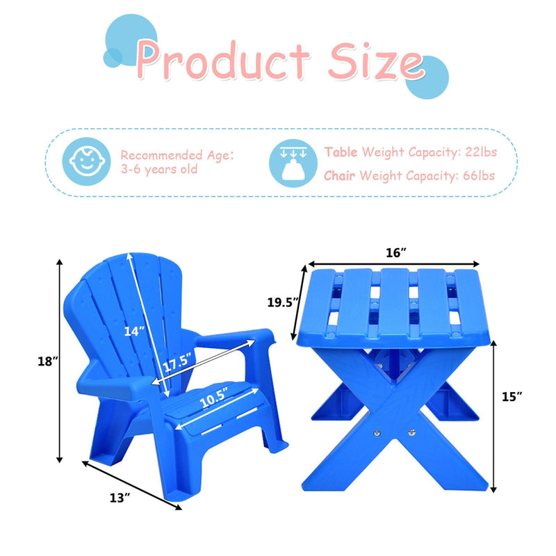 3-Piece Plastic Children Table Chair Set