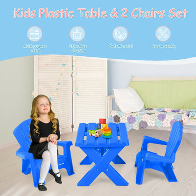 3-Piece Plastic Children Table Chair Set