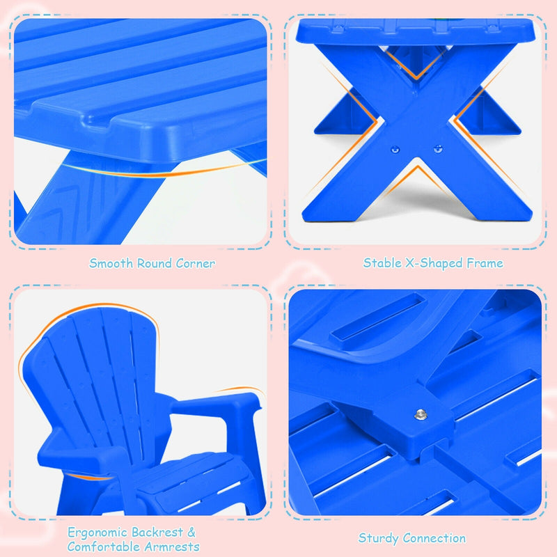 3-Piece Plastic Children Table Chair Set