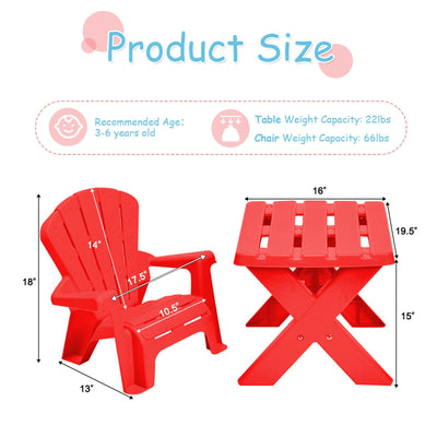 3-Piece Plastic Children Table Chair Set