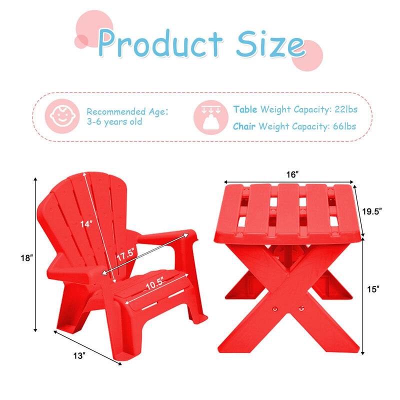 3-Piece Plastic Children Table Chair Set