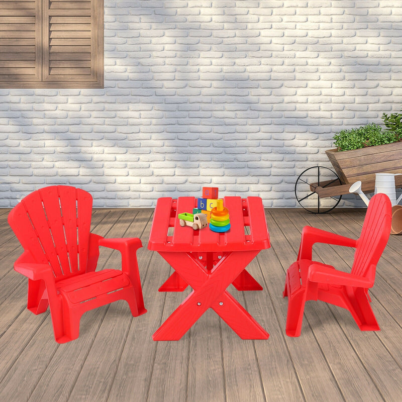 3-Piece Plastic Children Table Chair Set