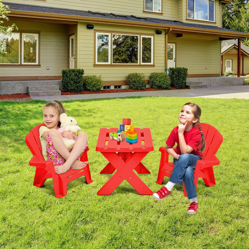 3-Piece Plastic Children Table Chair Set