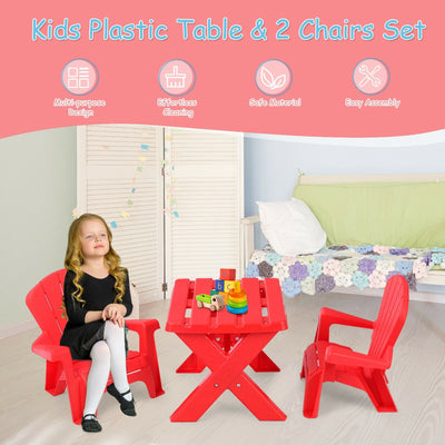 3-Piece Plastic Children Table Chair Set