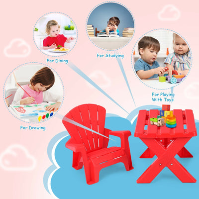 3-Piece Plastic Children Table Chair Set