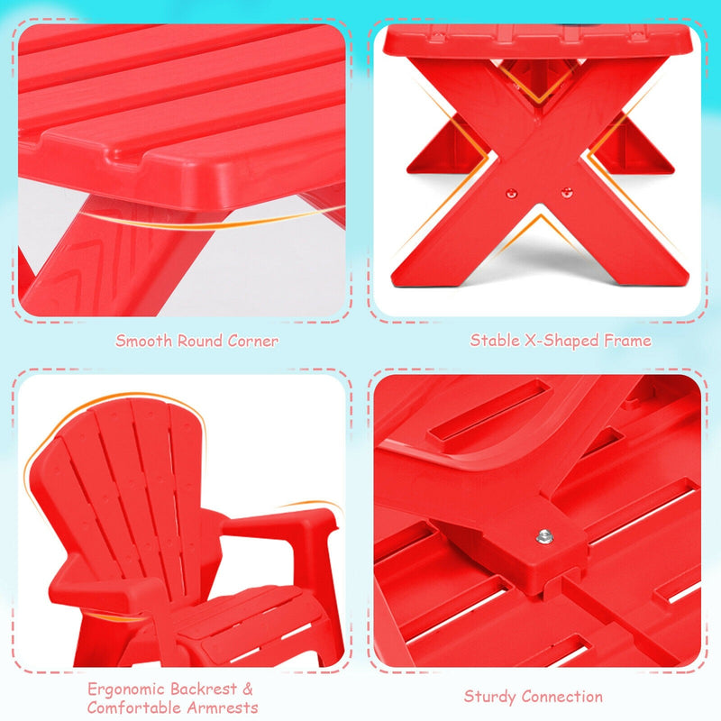 3-Piece Plastic Children Table Chair Set