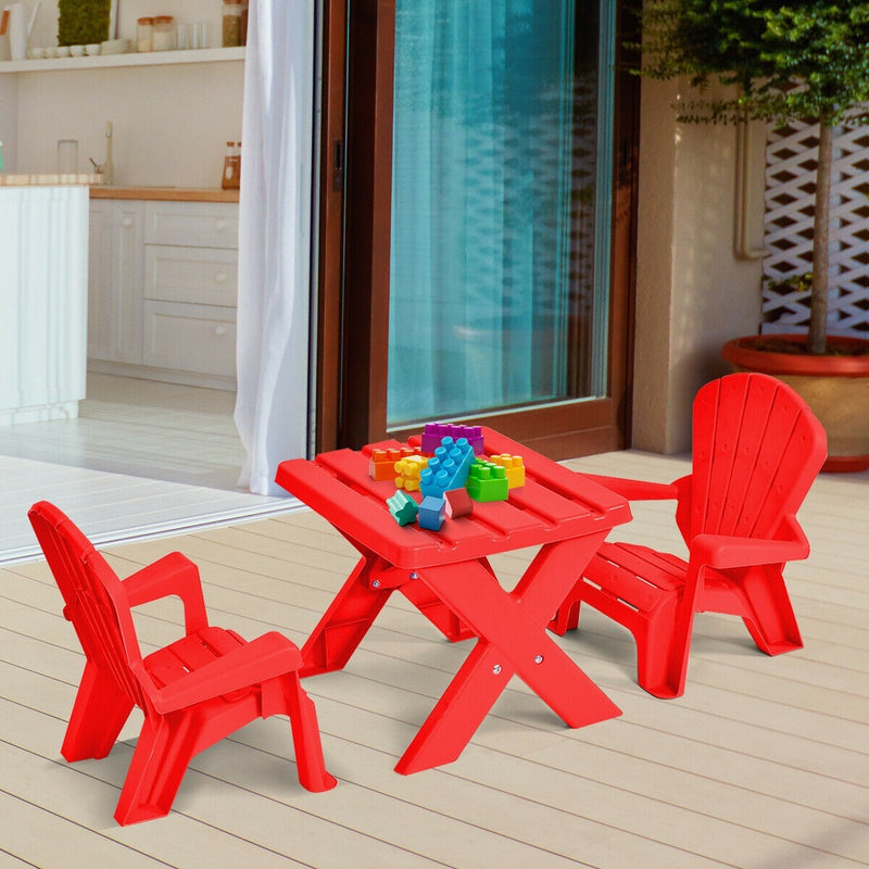 3-Piece Plastic Children Table Chair Set