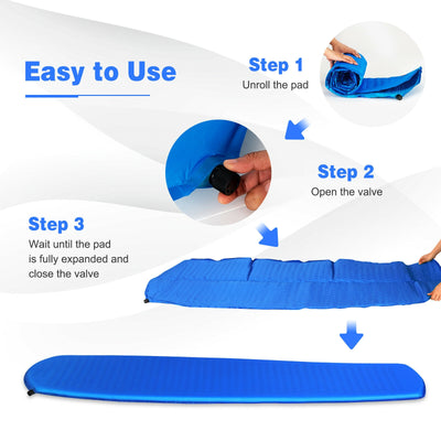 Blue Inflatable Sleeping Pad with Carrying Bag