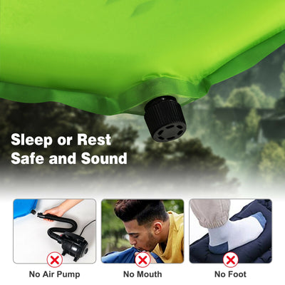 Green Inflatable Sleeping Pad with Carrying Bag