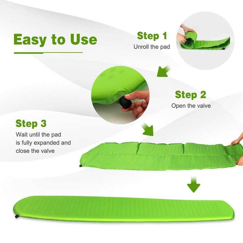 Green Inflatable Sleeping Pad with Carrying Bag