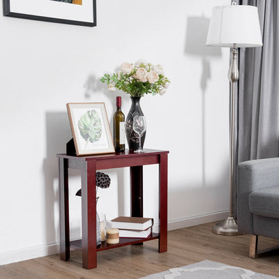 Espresso Wooden Sofa End Table Side with Bottom Shelf