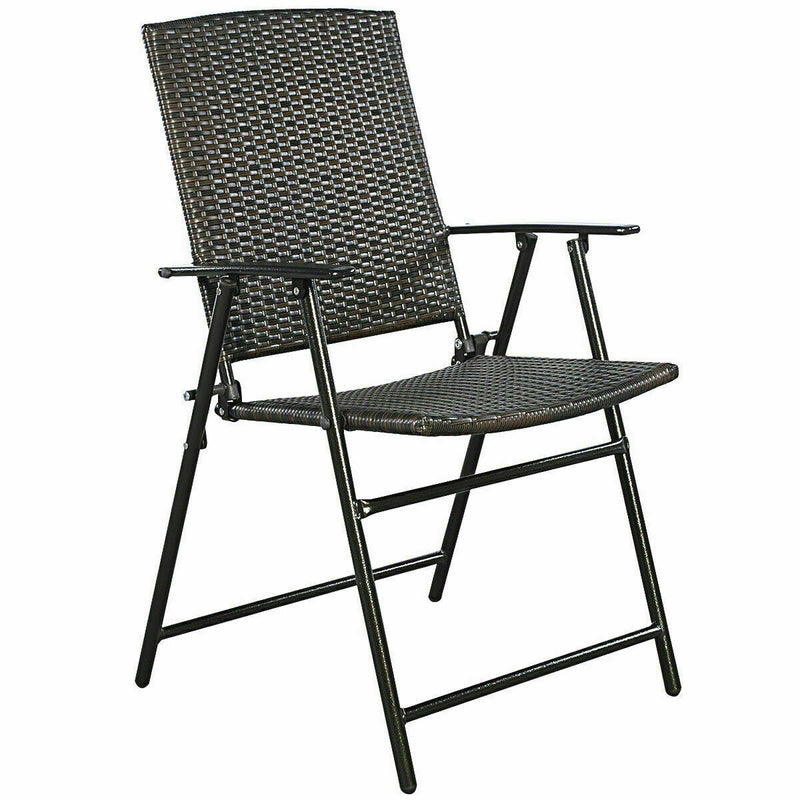 Set of 4 Portable Folding Rattan Chair Support 250 lbs