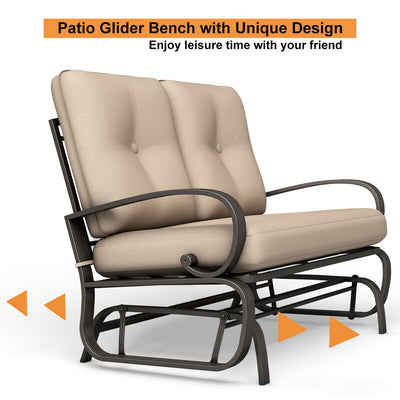 2-person Glider Rocking Bench Loveseat with Removable Cushion