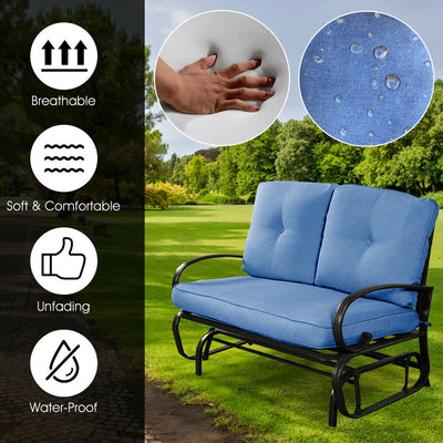 2-person Glider Rocking Bench Loveseat with Removable Cushion