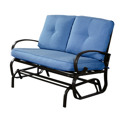 2-person Glider Rocking Bench Loveseat with Removable Cushion