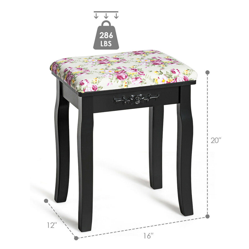 Wood Dressing Padded Stool Piano Seat with Rose Cushion