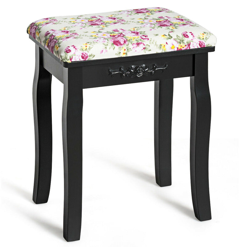 Wood Dressing Padded Stool Piano Seat with Rose Cushion