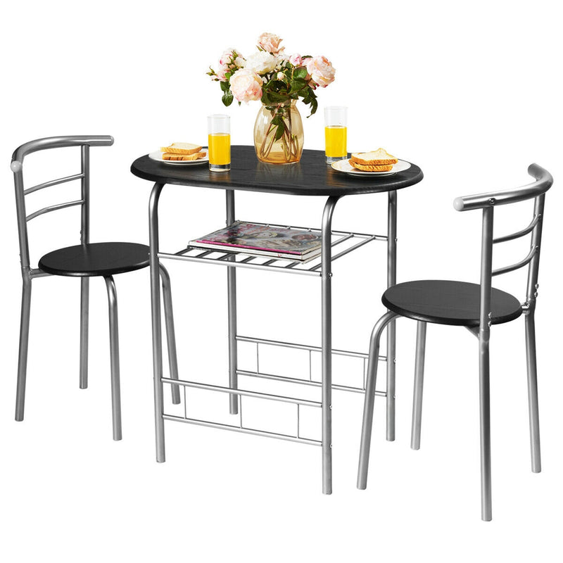 3 Pcs Home Kitchen Bistro Pub Dining Table 2 Chairs Set