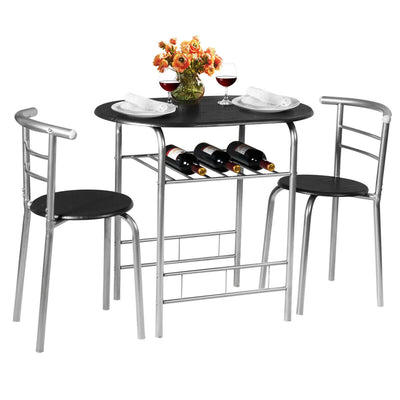 3 Pcs Home Kitchen Bistro Pub Dining Table 2 Chairs Set