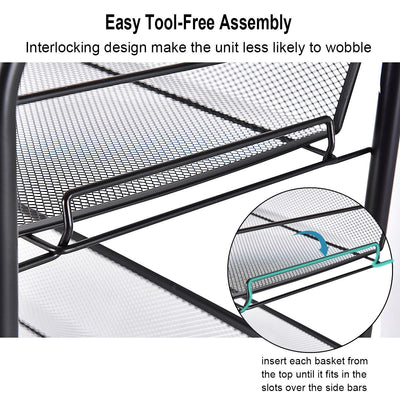 4-Tier Swivel Storage Rack Kitchen Trolley Cart with Mesh Baskets