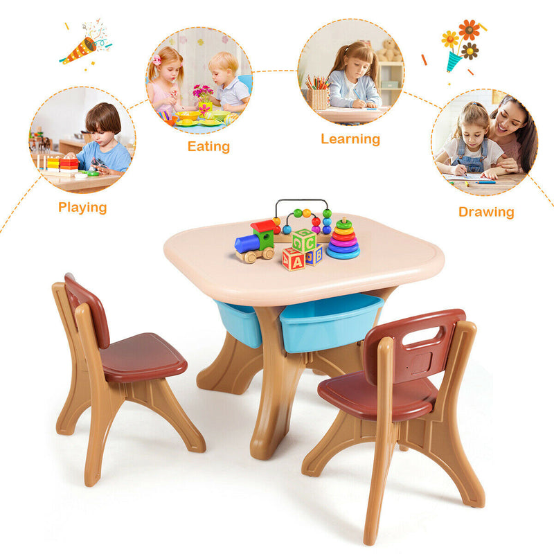 Children Kids Activity Table and Chair Set Play Furniture with Storage