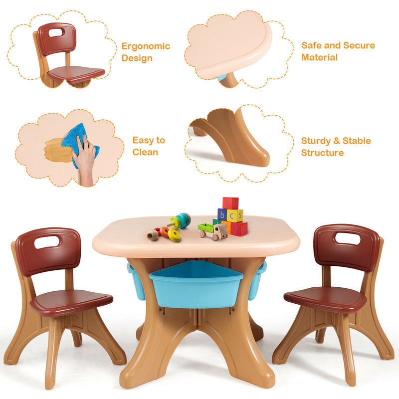 Children Kids Activity Table and Chair Set Play Furniture with Storage