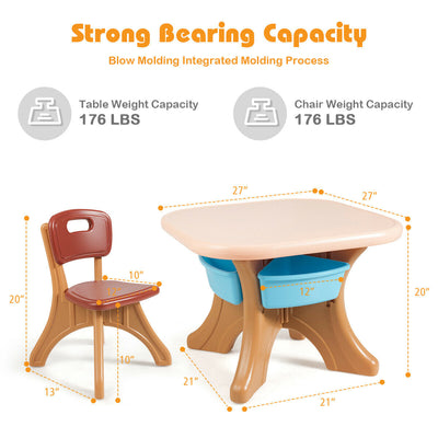 Children Kids Activity Table and Chair Set Play Furniture with Storage