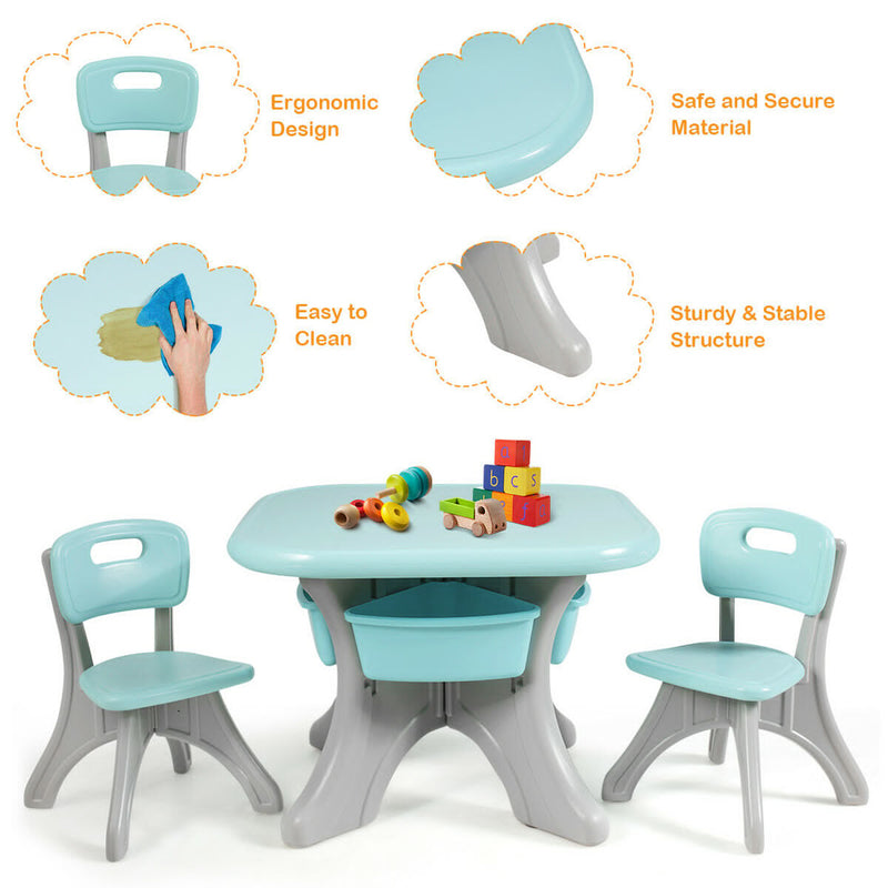 Children Kids Activity Table and Chair Set Play Furniture with Storage