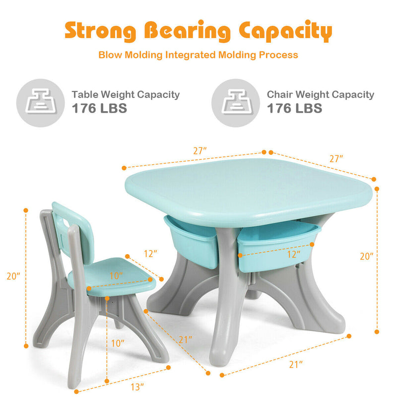 Children Kids Activity Table and Chair Set Play Furniture with Storage