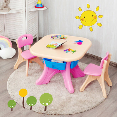 In/Outdoor 3-Piece Plastic Children Play Table and Chair Set