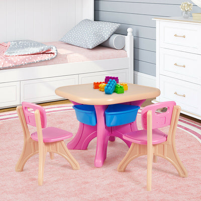 In/Outdoor 3-Piece Plastic Children Play Table and Chair Set