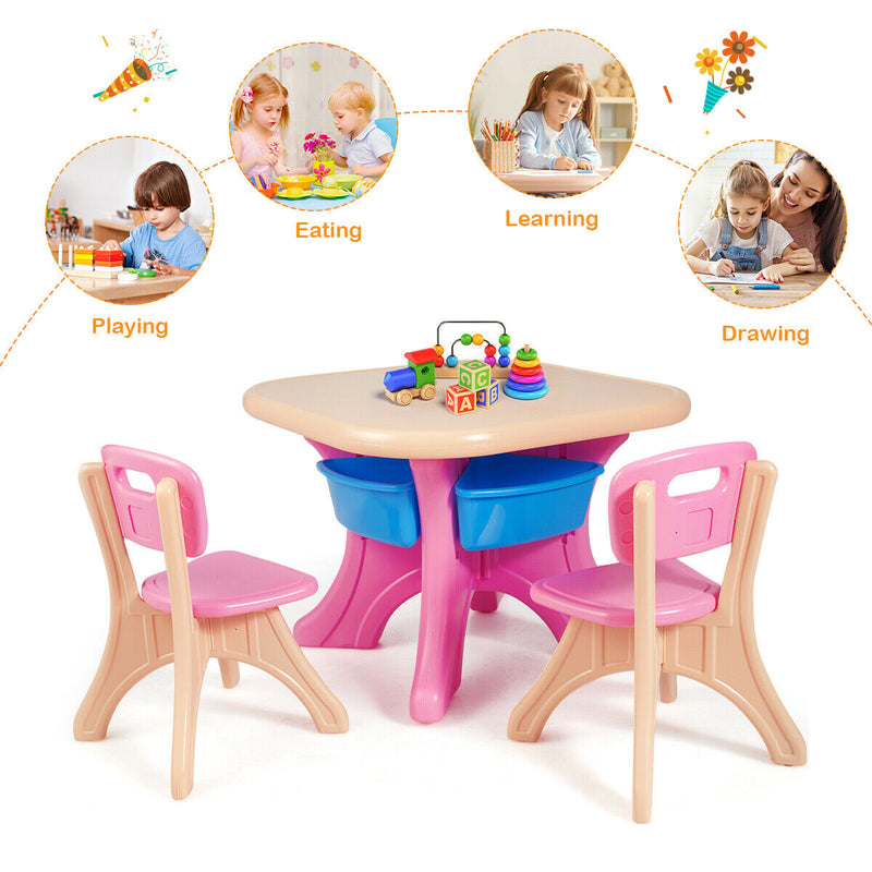 In/Outdoor 3-Piece Plastic Children Play Table and Chair Set