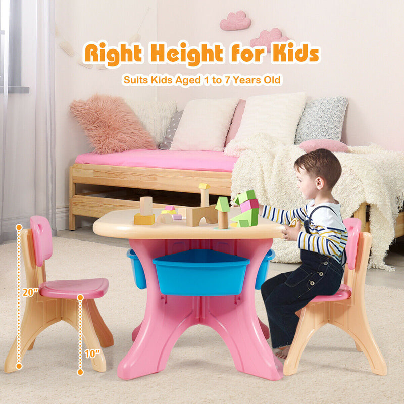 In/Outdoor 3-Piece Plastic Children Play Table and Chair Set