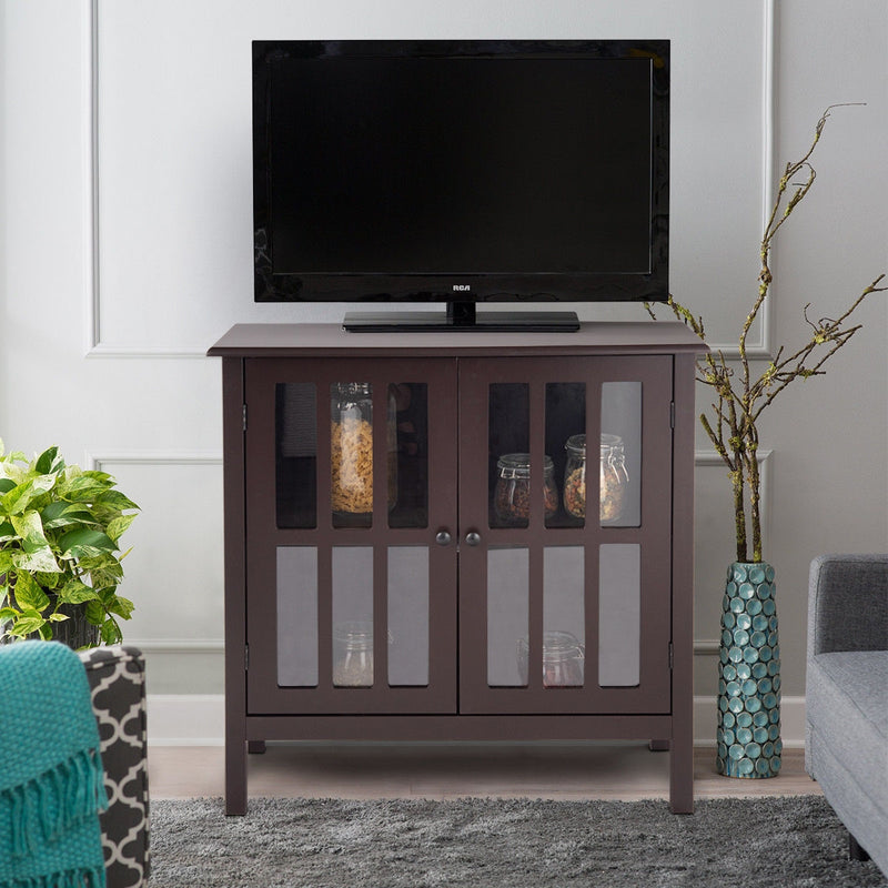 2 Glass Doors Buffet Cabinet Sideboard Console Storage