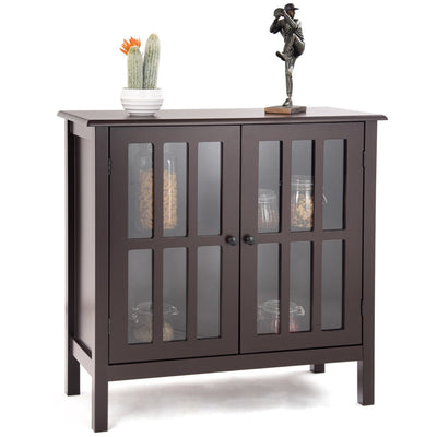 2 Glass Doors Buffet Cabinet Sideboard Console Storage