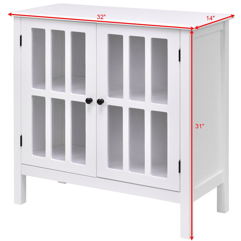 2 Glass Doors Buffet Cabinet Sideboard Console Storage