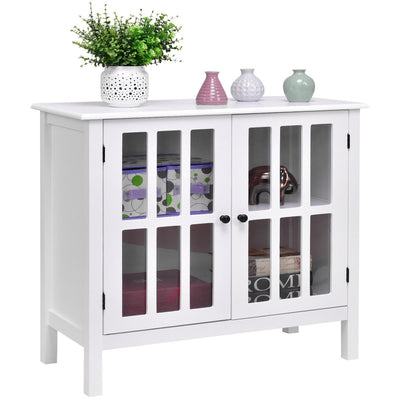 2 Glass Doors Buffet Cabinet Sideboard Console Storage